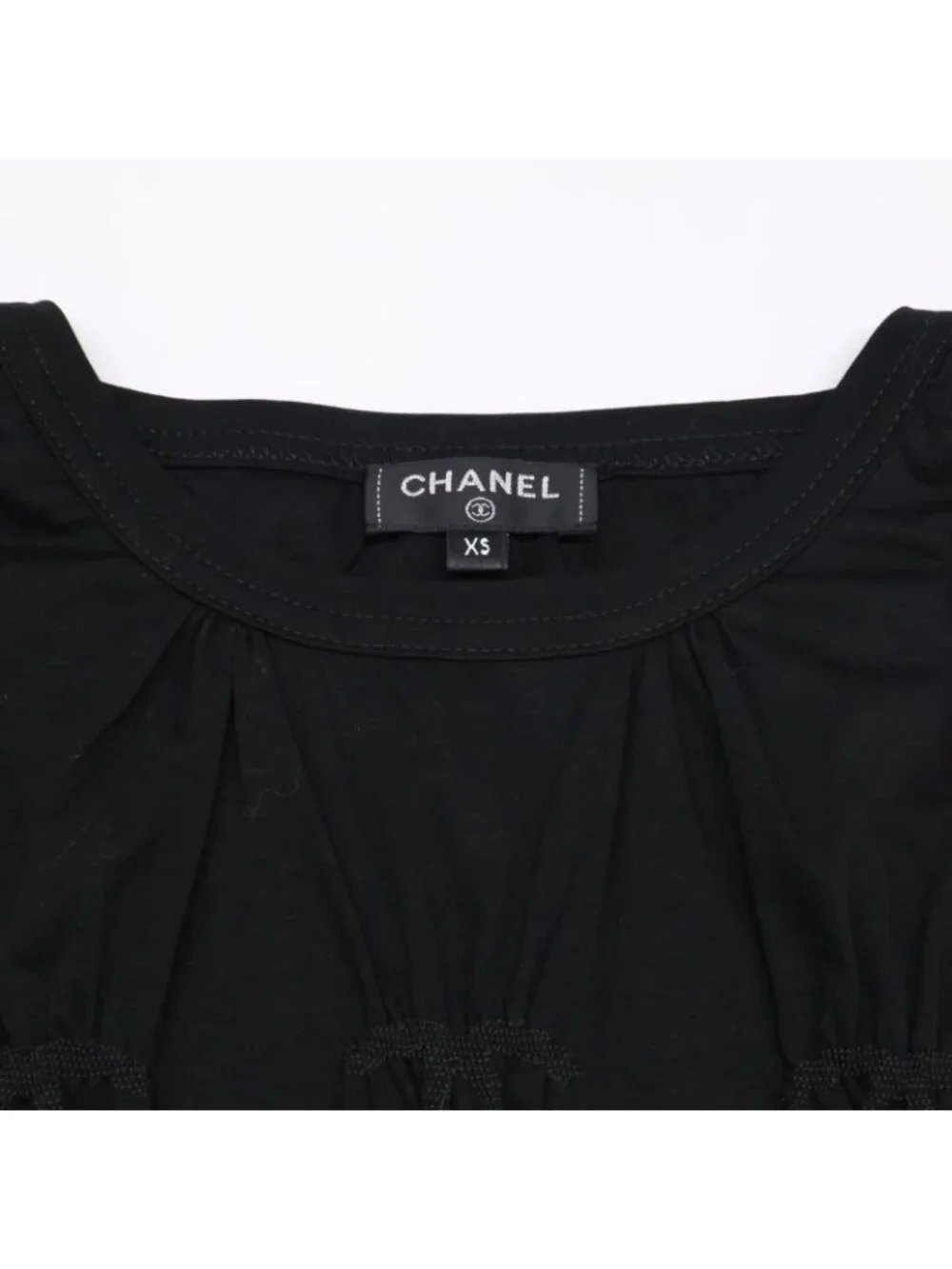 Chanel Cruise CC Logo Shirring Short Sleeve Top XS Ring - Picture 6 of 8
